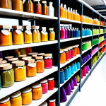 **Prompt:** A vibrant workshop filled with natural dyes derived from plants. Jars of colorful pigments line the shelves, and textile artisans are seen dyeing fabrics using traditional techniques combined with modern technology. The scene emphasizes sustainability and innovation in textile dyeing.