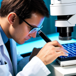 Intelligent Fabric Innovation Lab**
A professional textile engineer, fully clothed in a modest lab coat and appropriate attire, is intently examining a piece of advanced smart fabric under a microscope in a pristine, high-tech research and development laboratory. The fabric sample subtly glows with integrated flexible circuits. In the background, sophisticated machinery for material characterization and digital displays show complex data visualizations of material properties. The environment is clean, well-lit, and futuristic, emphasizing precision and innovation. Perfect anatomy, correct proportions, natural pose, well-formed hands, proper finger count, natural body proportions. Professional photography, high resolution, sharp focus, vibrant colors, safe for work, appropriate content, fully clothed, professional.

**