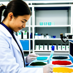 Sustainable Textile Innovation**

"A bright and modern laboratory showcasing eco-friendly textile innovations. A diverse group of scientists in lab coats are examining swatches of fabric made from recycled materials and experimenting with natural dyes. Focus on advanced technology like waterless dyeing machines and 3D printed textiles. Soft, diffused lighting. Clean and professional setting. safe for work, appropriate content, fully clothed, professional, perfect anatomy, natural proportions, high quality"

**
