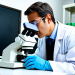Textile Engineer Analyzing Fabric Under a Microscope**

"A professional textile engineer, fully clothed in a lab coat and safety glasses, examining a fabric sample under a high-powered microscope in a well-lit textile testing laboratory. The fabric sample should appear detailed and intricate. The environment should include lab equipment and charts in the background. Safe for work, appropriate content, professional, modest, perfect anatomy, correct proportions, natural pose, well-formed hands, proper finger count, natural body proportions, high quality, professional photography."

**