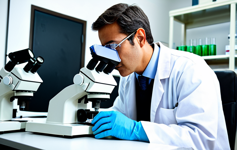 Textile Engineer Analyzing Fabric Under a Microscope**

"A professional textile engineer, fully clothed in a lab coat and safety glasses, examining a fabric sample under a high-powered microscope in a well-lit textile testing laboratory. The fabric sample should appear detailed and intricate. The environment should include lab equipment and charts in the background. Safe for work, appropriate content, professional, modest, perfect anatomy, correct proportions, natural pose, well-formed hands, proper finger count, natural body proportions, high quality, professional photography."

**