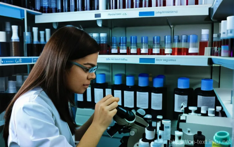 섬유기사 실기시험 준비 체크리스트 - **Prompt 1: Microscopic Fiber Analysis in a Textile Laboratory**
    "A highly detailed, professiona...