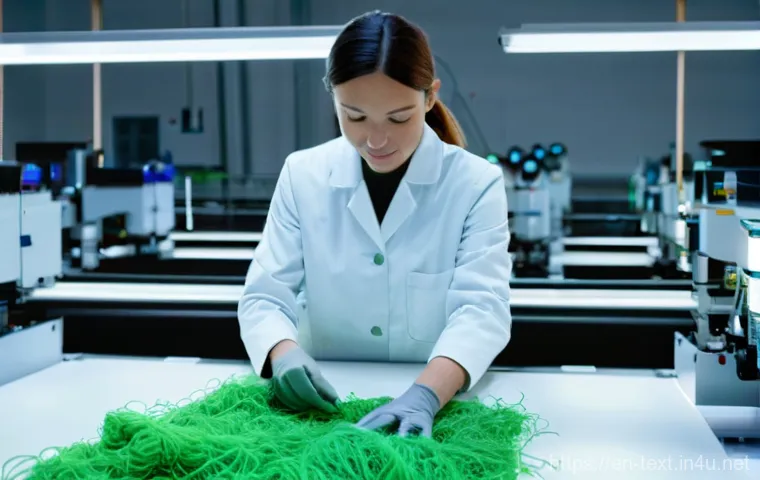 섬유기사와 시험 준비 동영상 - **Prompt:** A vibrant, futuristic textile engineering lab, bathed in natural light, showcasing advan...