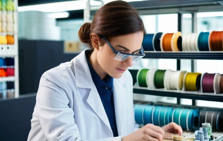 섬유기사 시험 교재 추천 - **Prompt:** A highly detailed, realistic image of a female textile engineer, approximately 30 years ...