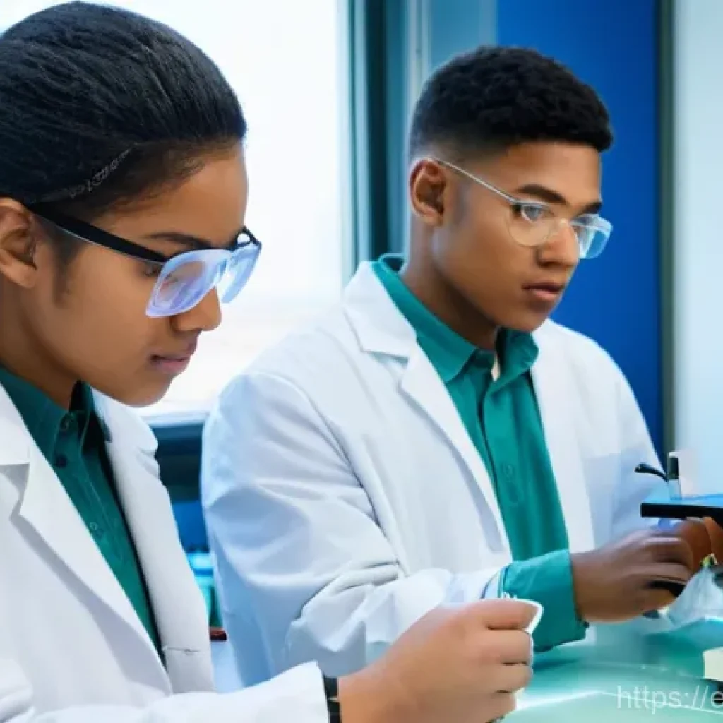 섬유기사 실기시험 대비 방법 - **Prompt 1: Modern Textile Engineering Lab in Action**
    A group of young adult university student...