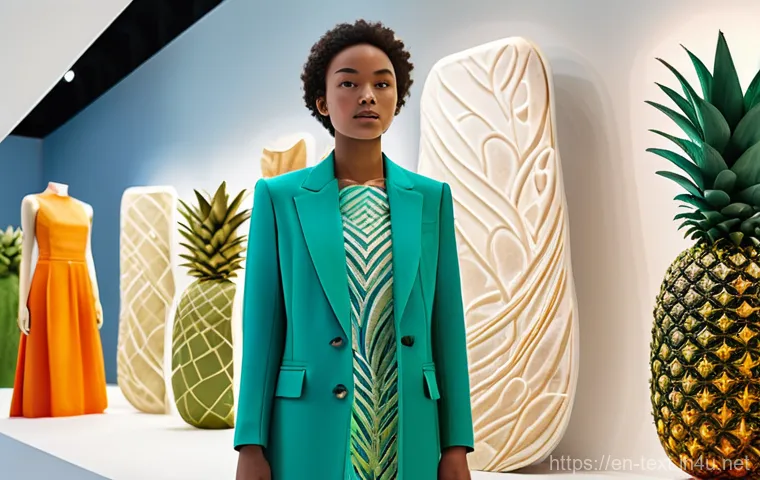 섬유기사와 패션 및 텍스타일 연결성 - **Prompt Title: "Eco-Fashion Forward: Sustainable Style"**

    A full-body shot of a diverse young ...