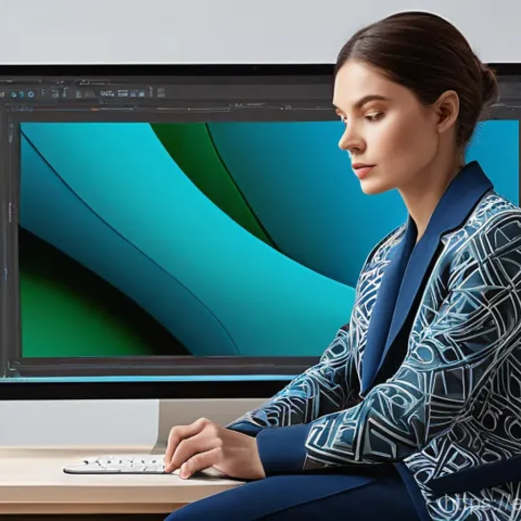 섬유기사와 CAD 활용 - **Digital Loom: Precision Pattern Design**
    "A contemporary textile designer, in their late 20s t...