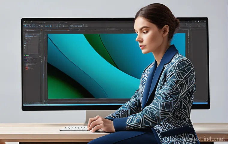 섬유기사와 CAD 활용 - **Digital Loom: Precision Pattern Design**
    "A contemporary textile designer, in their late 20s t...