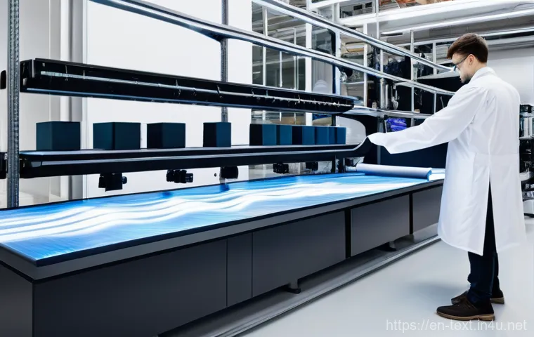 섬유기사 자격증 취득 후의 전망 - The Digital Weave: AI and Robotics in Textile Innovation**

"A futuristic, brightly lit textile rese...