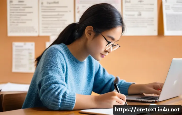 섬유기사와 시험 준비의 전략 - **Prompt:** A focused, diverse young woman in her early 20s, wearing comfortable yet stylish casual ...