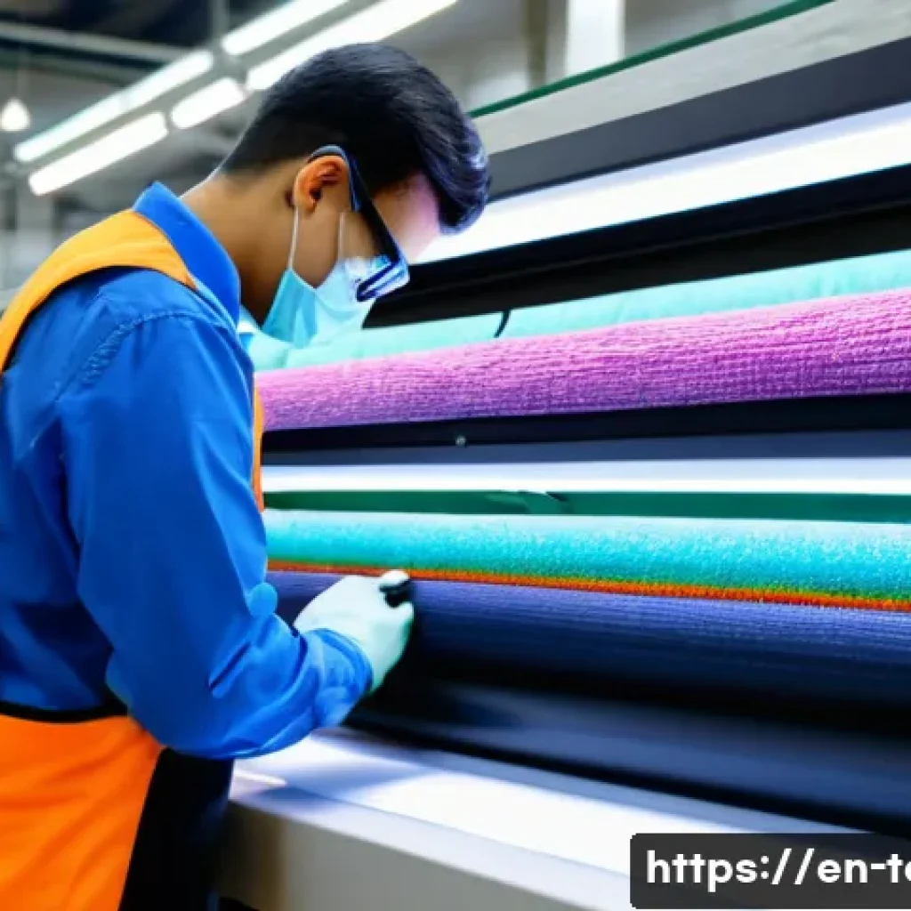 섬유기사와 자격증 취득의 실질적 효과 - A professional textile technician in a modern factory setting, wearing safety glasses and a clean un...